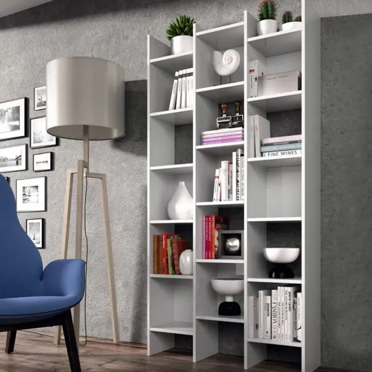 Libreria da parete scaffale 192x192h cm moderna bianco opaco Jasmine2