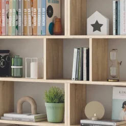 Libreria da parete 320x192h cm moderna soggiorno rovere chiaro Amira