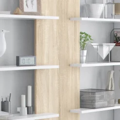 Libreria da parete 360x180h cm moderna soggiorno rovere bianco Aline