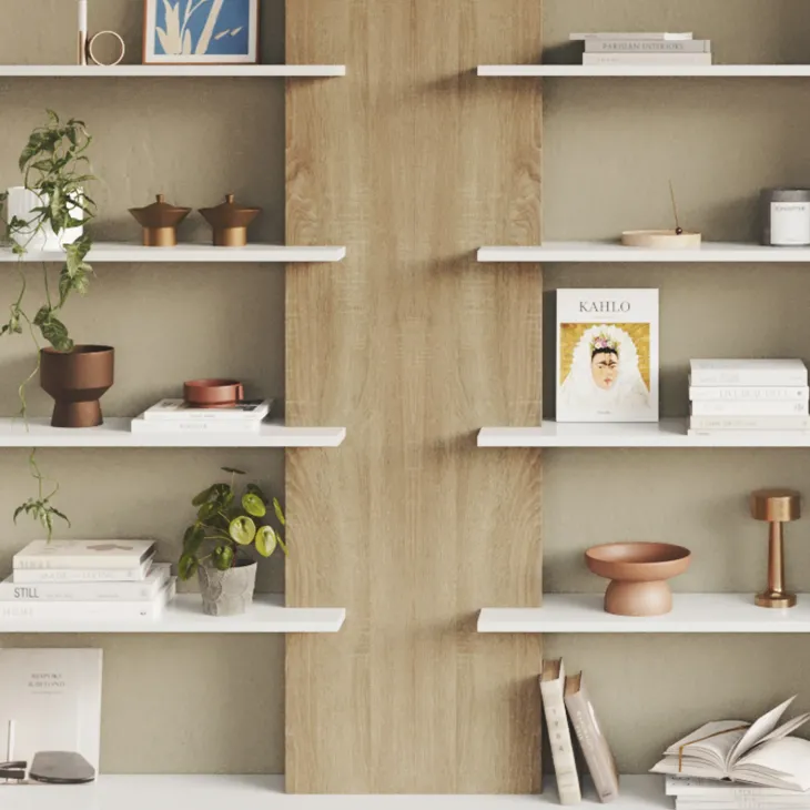 Libreria da parete 270x180h cm moderna soggiorno rovere bianco Biblio Aline 3