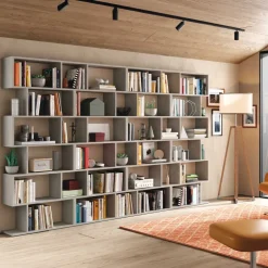 Libreria da parete 320x192h cm moderna cemento Amira