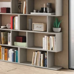 Libreria da parete 320x192h cm moderna cemento Amira