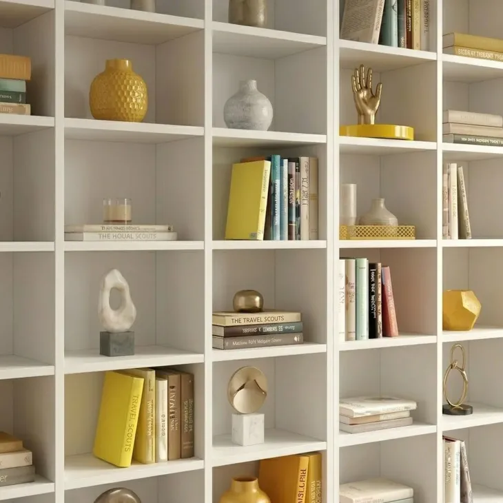 Libreria da parete 203x178h cm moderna soggiorno bianco Macondo 2
