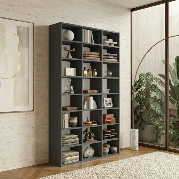 Libreria da parete 102x178h cm moderna soggiorno antracite Macondo