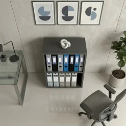 Libreria da parete 49x74h cm 2 ripiani ufficio multiuso antracite Arkiva