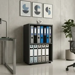 Libreria da parete 49x74h cm 2 ripiani ufficio multiuso antracite Arkiva
