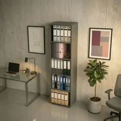 Libreria da parete 49x178h cm 5 ripiani ufficio multiuso antracite Arkiva