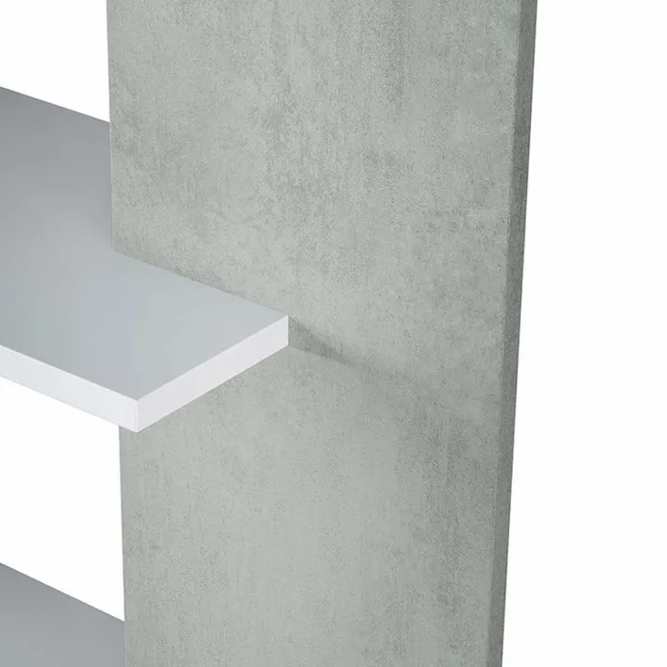 Libreria da parete 360x180h cm soggiorno bianco opaco cemento Aline