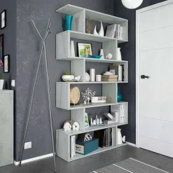 Libreria da parete 80x192h cm soggiorno design cemento Zaira