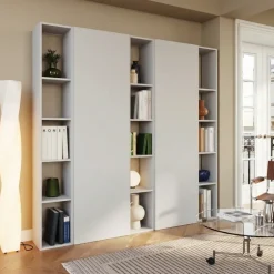 Libreria mobile multiuso scarpiera dispensa 195x186h grigio chiaro Sunset 1003