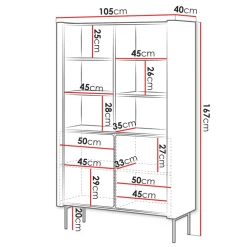 Libreria mobile multiuso 105x167h cm 2 ante noce nero Wrappy