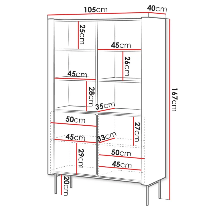 Libreria mobile multiuso 105x167h cm 2 ante noce nero Wrappy