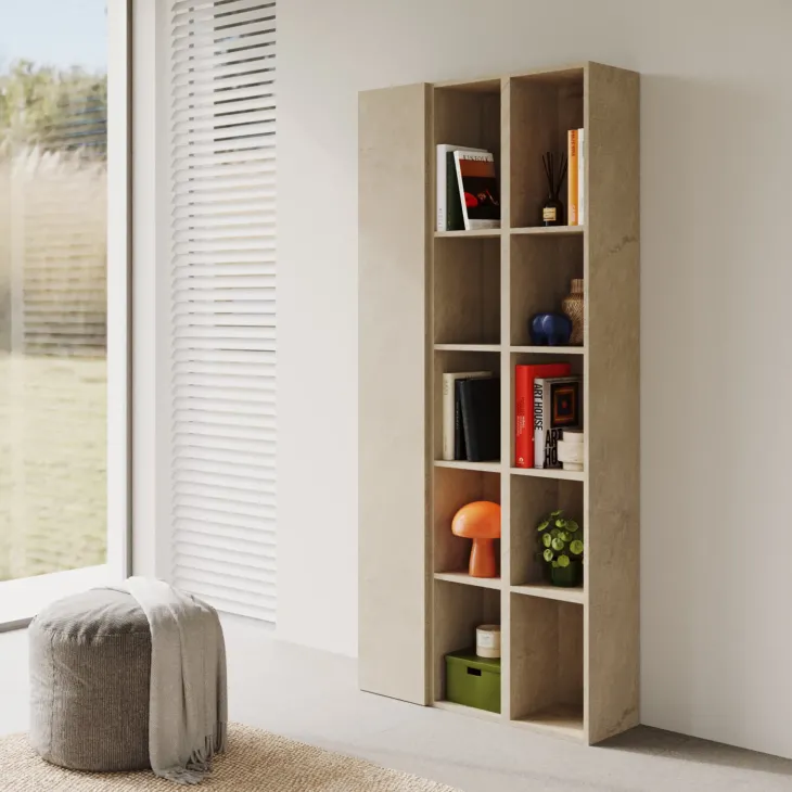 Libreria moderna 84x186h cm 1 anta tortora Sunset 1004