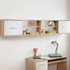 Libreria sospesa 204x39h cm moderna quercia sonoma bianco opaco Ciak