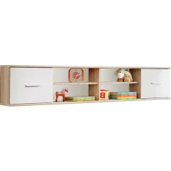 Libreria sospesa 204x39h cm moderna quercia sonoma bianco opaco Ciak