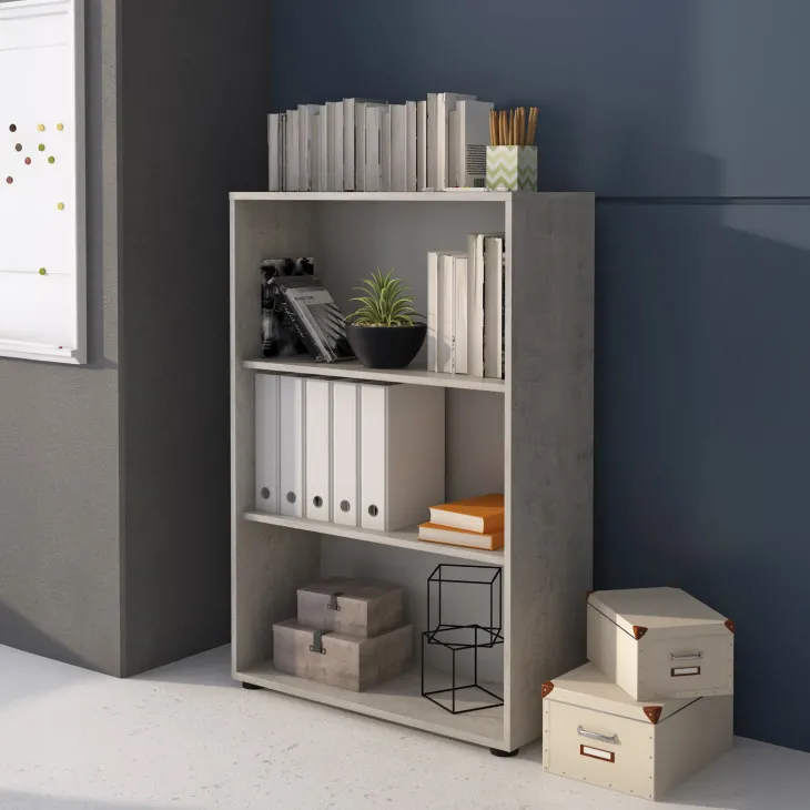 Libreria ufficio moderna 79x118h cm cemento Woody