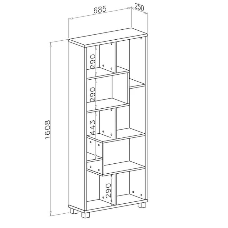 Libreria verticale 69x161h cm reversibile moderna cemento Eliza