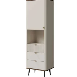 Libreria 60x191 cm 1 anta 3 cassetti 1 vano a giorno beige cashmere noce Arden