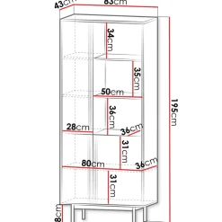 Libreria 83x195 cm 3 ante 3 vani a giorno antracite beige Essenzia