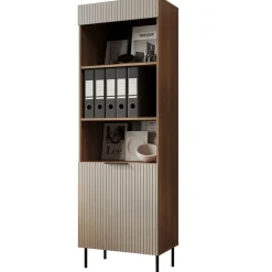 Libreria 60x185h cm 1 anta 3 vani a giorno beige cashmere noce Serenia