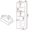 Libreria 63x190h cm 3 cassetti design moderno bianco Pastello