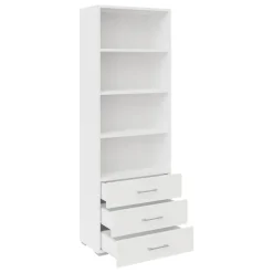 Libreria 63x190h cm 3 cassetti design moderno bianco Pastello