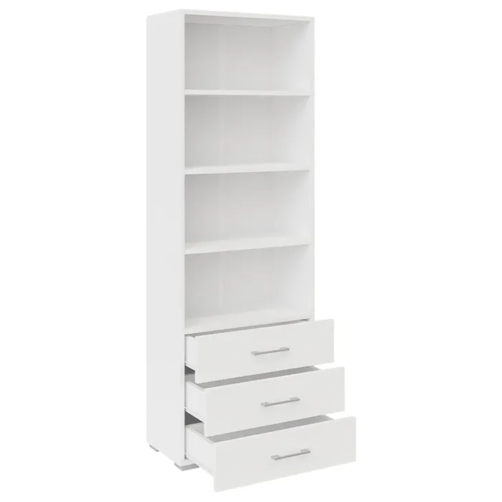 Libreria 63x190h cm 3 cassetti design moderno bianco Pastello