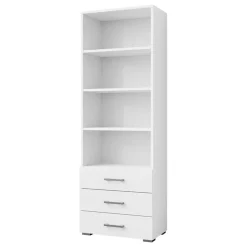 Libreria 63x190h cm 3 cassetti design moderno bianco Pastello