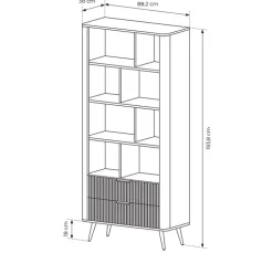 Libreria 88x194h cm 2 cassetti 8 vani a giorno beige cannettato Ramis