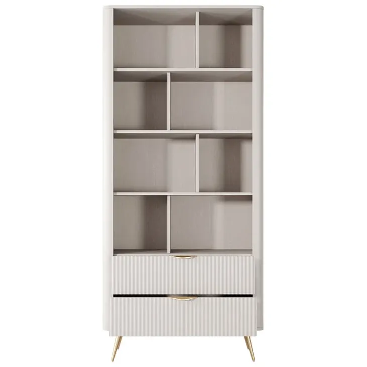 Libreria 88x194h cm 2 cassetti 8 vani a giorno beige cannettato Ramis