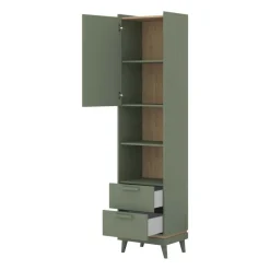 Libreria 50x215h cm 2 cassetti 2 vani a giorno verde salvia Yu