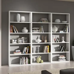 Libreria 89x218h cm componibile moderna bianco frassinato Kubic 14