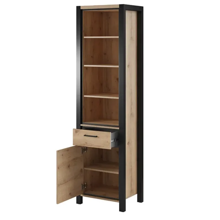 Libreria 55x200h cm design industrial quercia nero opaco Neive