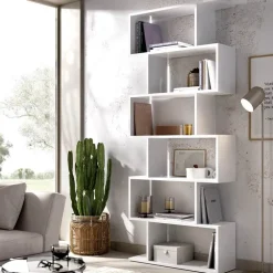 Libreria 80x192h cm design moderno bianco opaco Zaira