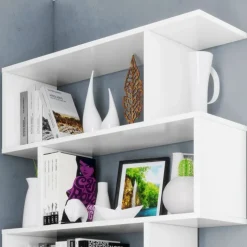 Libreria 80x192h cm design moderno bianco opaco Zaira