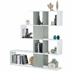 Libreria 145x145h cm moderna bianco opaco cemento Snake
