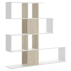Libreria 145x145h cm moderna bianco rovere naturale Snake