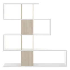 Libreria 145x145h cm moderna bianco rovere naturale Snake