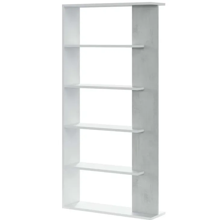 Libreria 90x180h cm moderna bianco opaco cemento Elira
