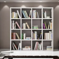 Libreria 175x175h cm moderna componibile bianco frassinato Kubic 04