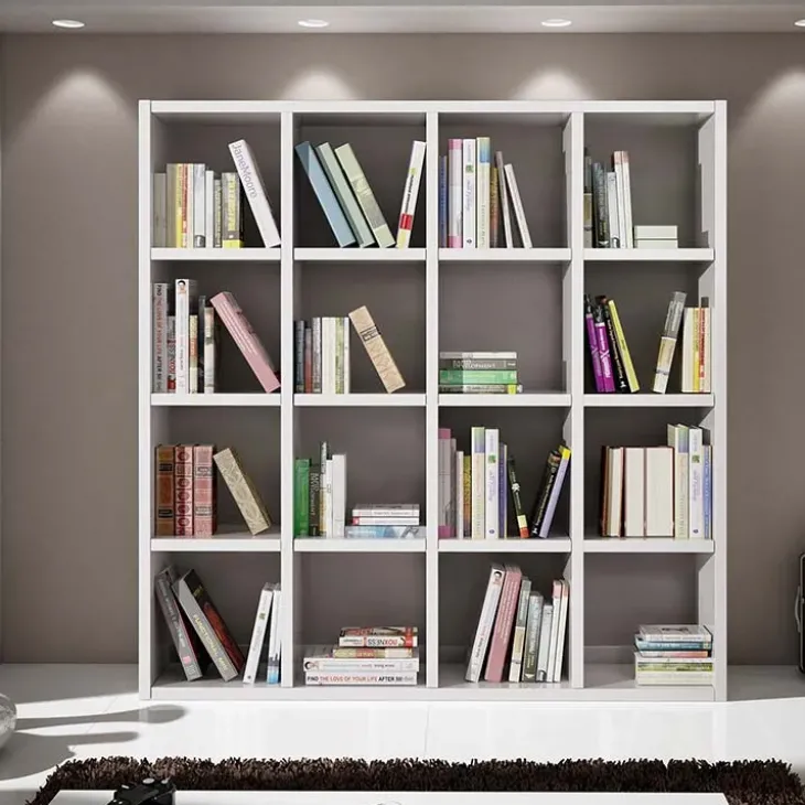 Libreria 175x175h cm moderna componibile bianco frassinato Kubic 04