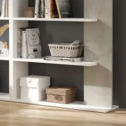 Libreria 180x180h cm moderna design bianco opaco cemento Aline 2