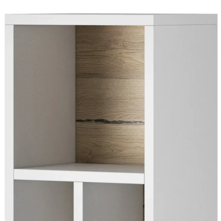 Libreria 32x159h cm moderna design bianco rovere Tahiti