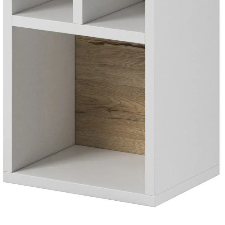 Libreria 32x159h cm moderna design bianco rovere Tahiti