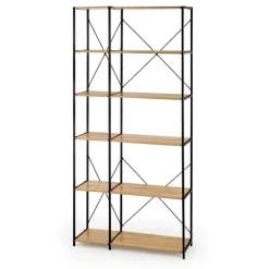 Libreria 90x190h cm moderna industrial nero rovere sonoma Lorez