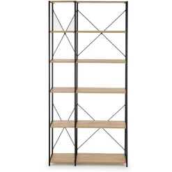 Libreria 90x190h cm moderna industrial nero rovere sonoma Lorez