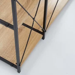 Libreria 90x190h cm moderna industrial nero rovere sonoma Lorez