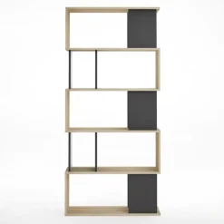 Libreria 80x183h cm moderna rovere laccato nero Tape Gihome®