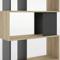 Libreria 80x183h cm moderna rovere laccato nero Tape Gihome®
