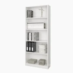 Libreria 80x201h cm moderna soggiorno bianco opaco Allan